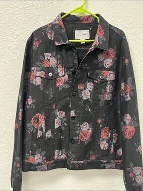 Fashion Nova Black and Red Lightweight Floral Trucker Jacket
#1166